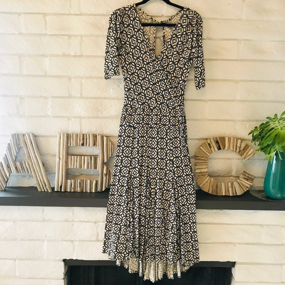 BCBG Black and White Graphic Print Dress